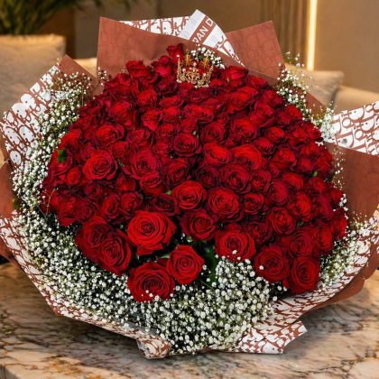 Te Amo Hoy y Siempre, Ramo buchon de 100 Rosas Rojas, Tallo largo